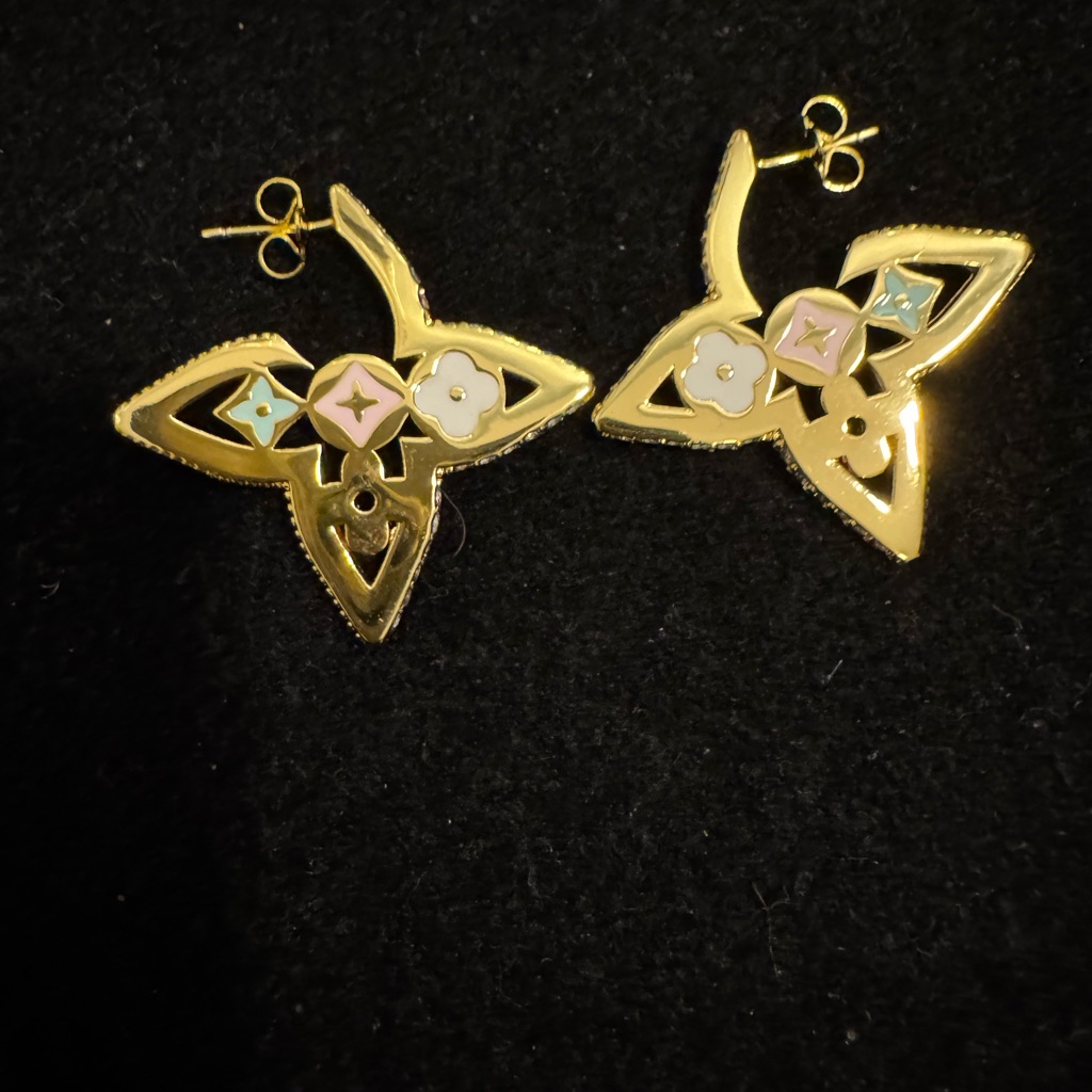 Louis Vuitton Gold And Multicolor Floral Monogram Earrings 497$